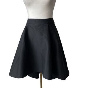 NWT'S Halston Heritage Black Cotton/Silk  Asymmetrical  Fit & Flare Skirt Sz 10